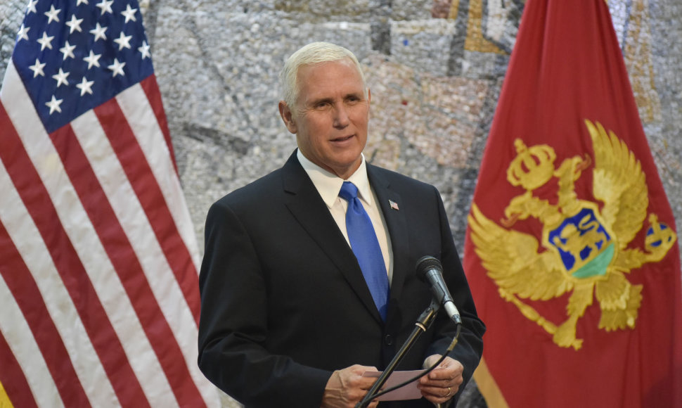JAV viceprezidentas Mike'as Pence'as Juodkalnijoje