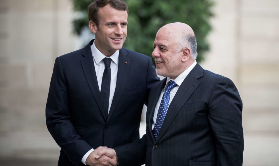 Emmanuelis Macronas ir Haideras al Abadi