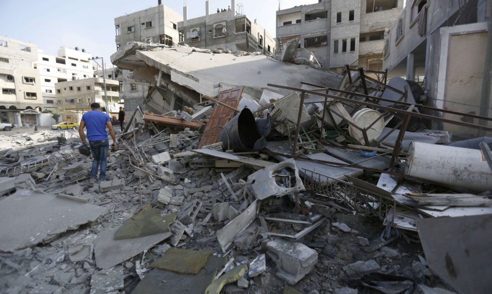 Pastato griuvėsiai Gazos Ruože