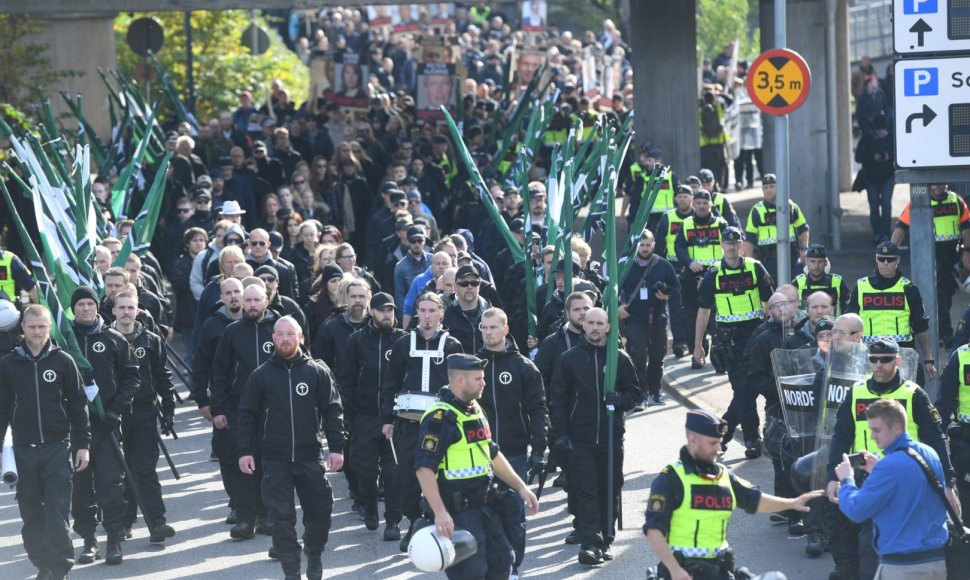 Radikalų mitingas Švedijoje