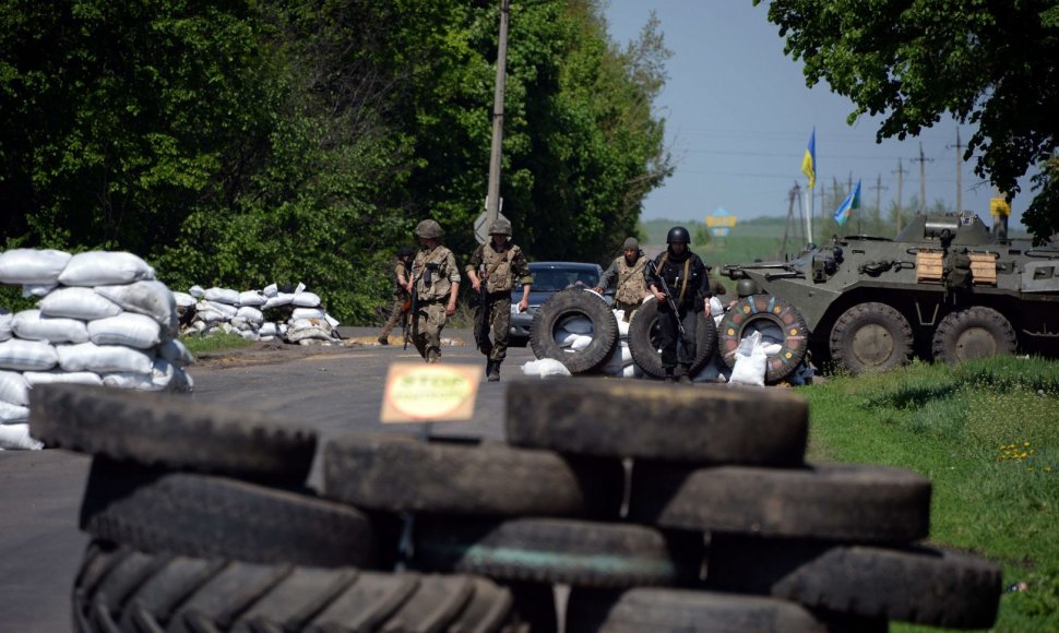 Ukrainos kariai netoli Slovjansko miesto