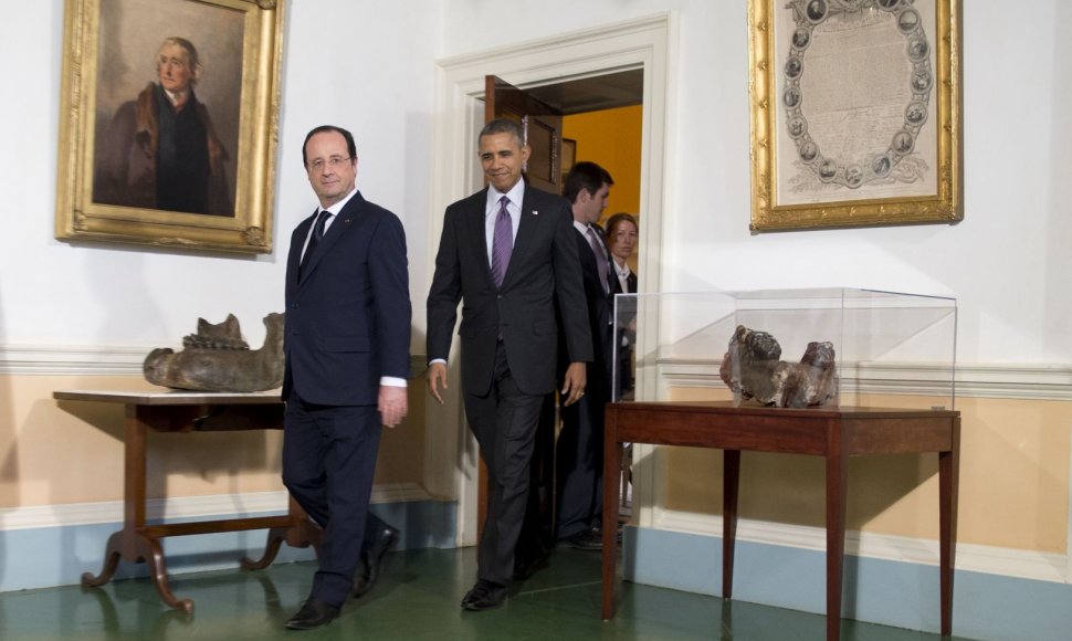 Prancūzijos prezidentas Francois Hollande'as ir JAV prezidentas Barackas Obama