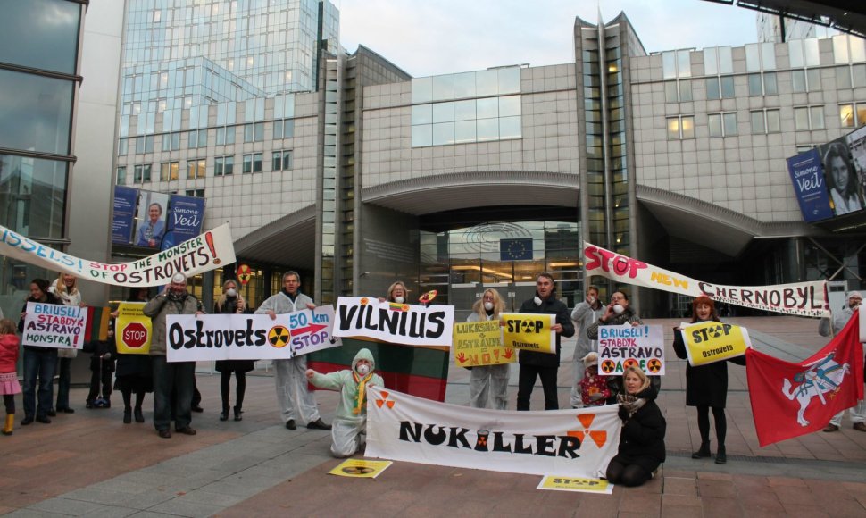 Protestas prieš Astravo AE Briuselyje