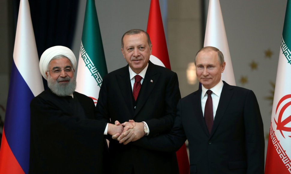 H.Rouhani, R.T.Erdoganas ir V.Putinas