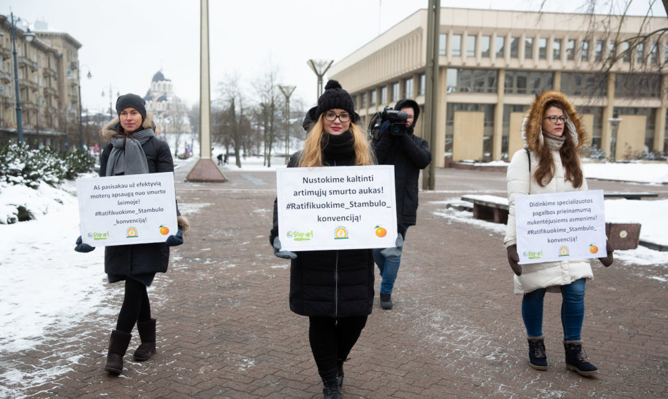 Pilietinės akcijos „Step Up! Stabdykime smurtą prieš moteris!“ akimirka