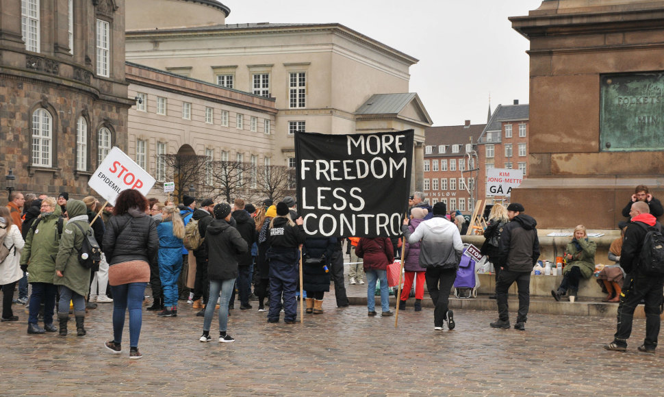Protestas prieš karantiną Kopenhagoje