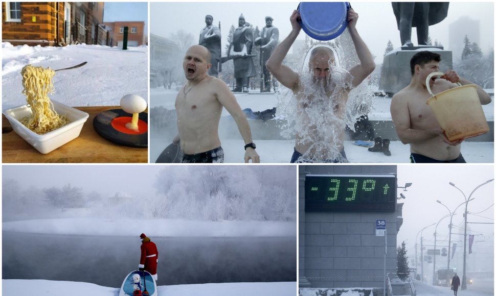 Sibiro gyventojai prisigalvojo neįprastų pramogų, temperatūrai nukritus net iki -44 C