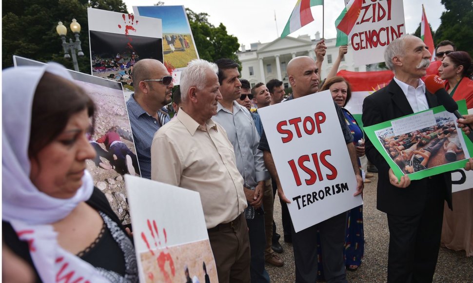Protestuotojai prieš "Islamo valstybės" islamistų teroristinius aktus