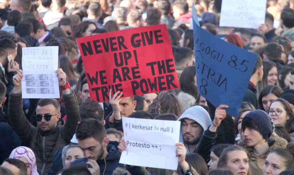 Studentų protestas Albanijoje