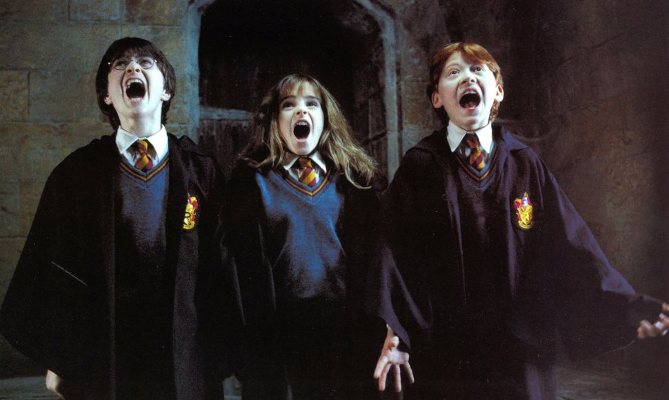Danielis Radcliffe'as, Emma Watson, Rupertas Grintas filme „Haris Poteris ir išminties akmuo“