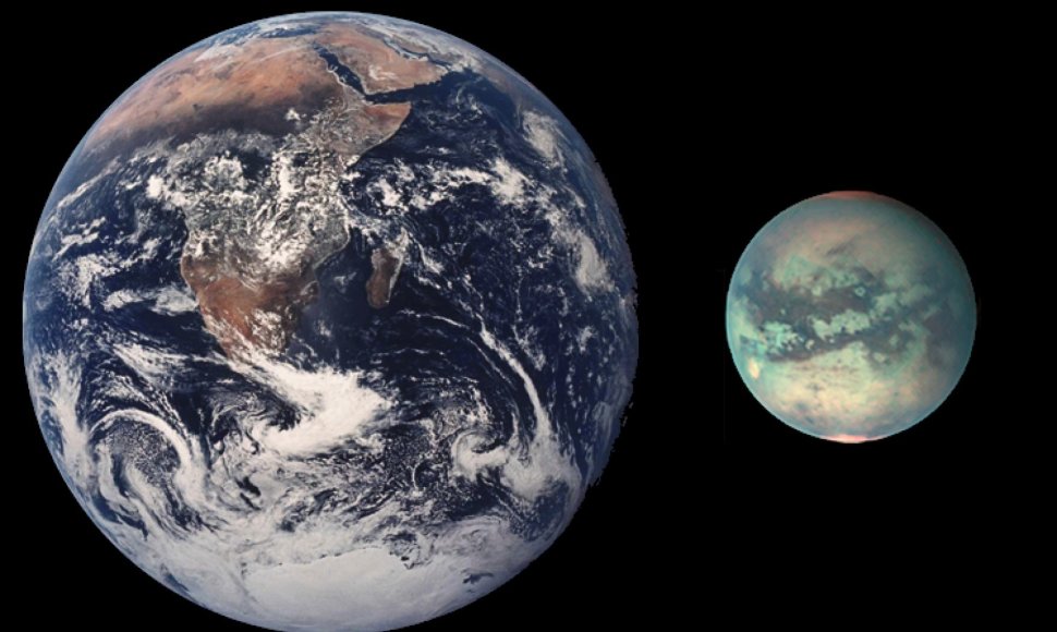 Žemės ir Titano dydžių palyginimas 