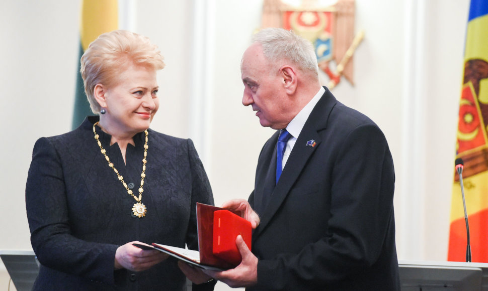 Lietuvos prezidentė Dalia Grybauskaitė ir Moldovos prezidentas Nicolae Timofti