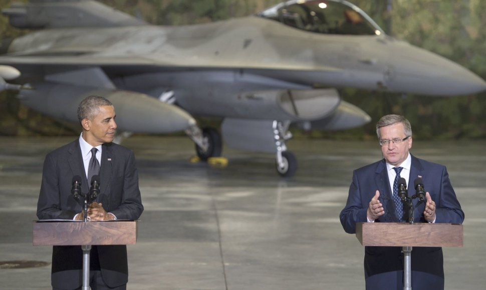 JAV prezidentas Barackas Obama ir Lenkijos prezidentas Bronislawas Komorowskis