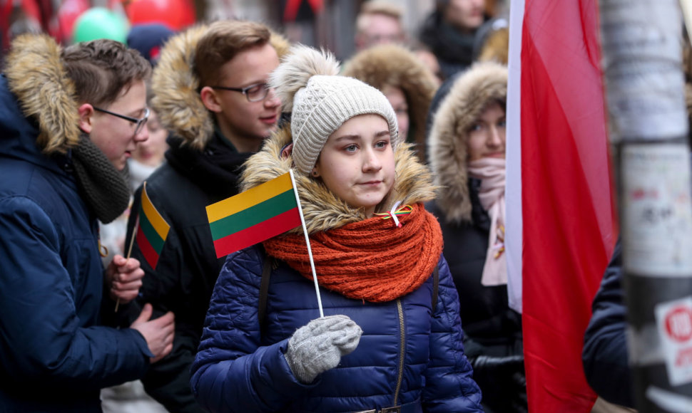 Jaunimo eisena Vilniuje Nepriklausomybės šimtmečio proga