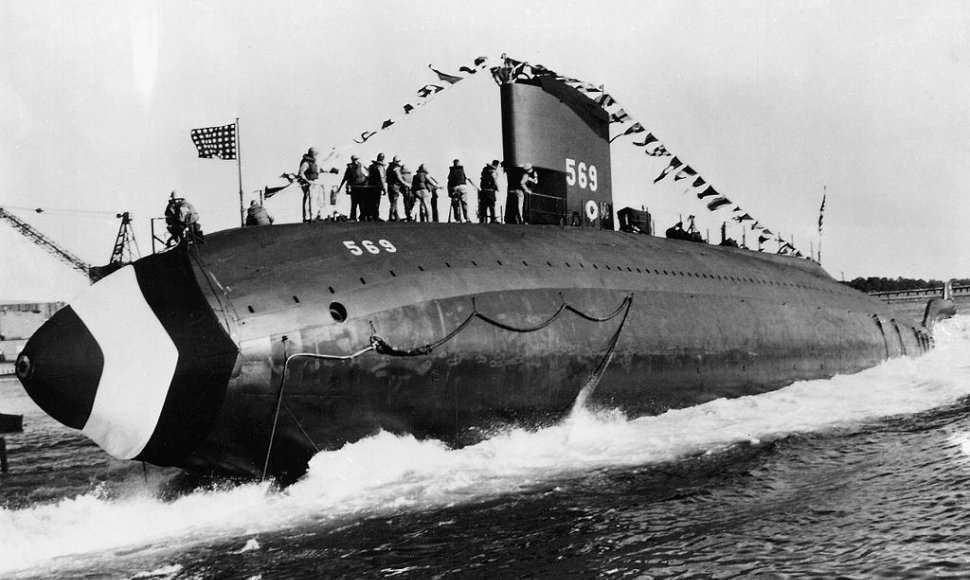 USS Albacore – itin greitas eksperimentinis povandeninis laivas, galėjęs pasiekti didesnį nei 61 km/val. greitį. (U.S. Navy, Wikimedia)