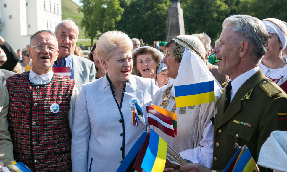 Dalia Grybauskaitė „Baltijos kelio sąšaukos“ renginyje Katedros aikštėje
