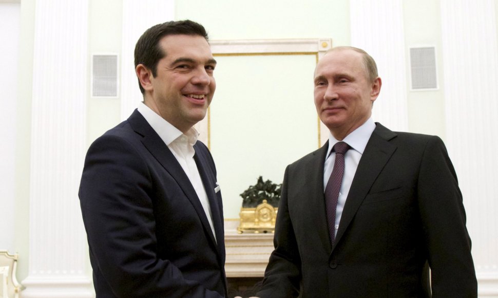 Graikijos premjeras Aleksis Cipras ir Rusijos prezidentas Vladimiras Putinas