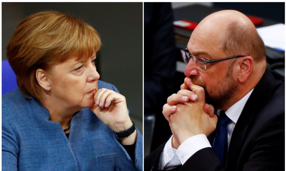 Angela Merkel ir Martinas Schulzas
