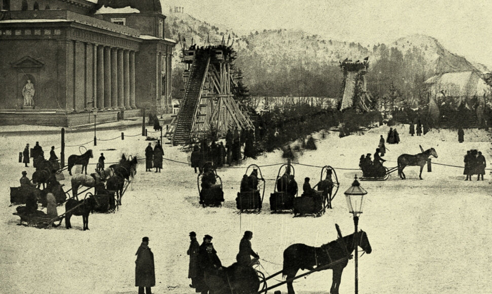 Albertas Swieykowskis. Ledo kalneliai Katedros aik&scaron;tėje. Apie 1865 (nuotraukos fragmentas)