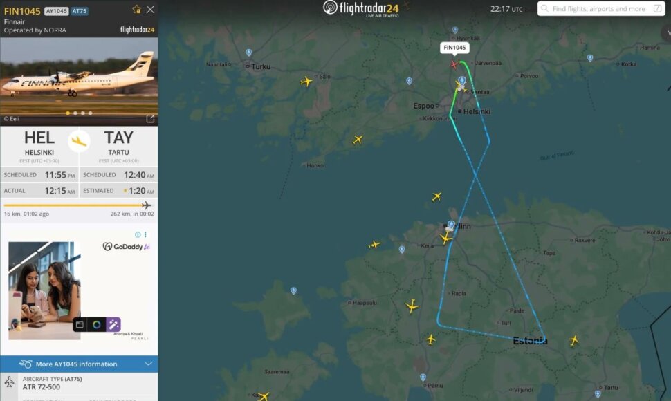 Iš Helsinkio į Tartu skridęs lėktuvas turėjo apsisukti