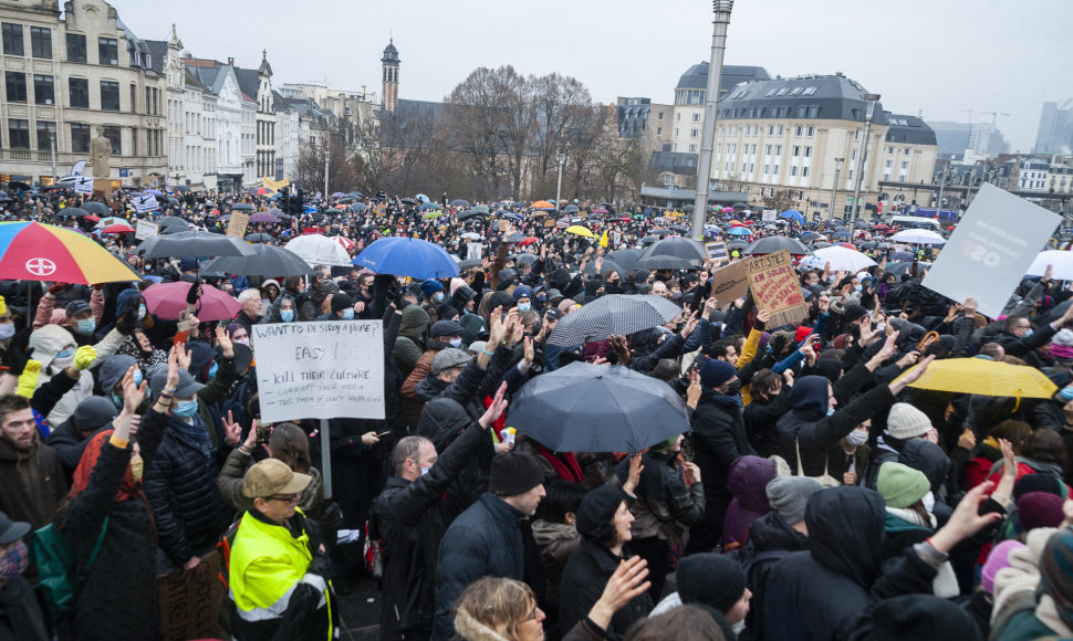 Protestas dėl naujų ribojimų Belgijoje