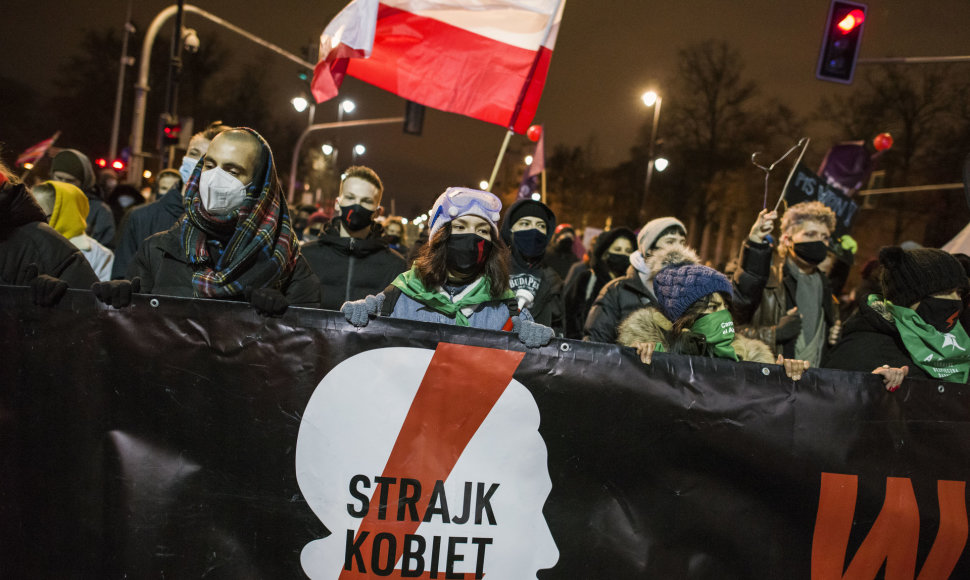 Protestas prieš abortų draudimą Lenkijoje