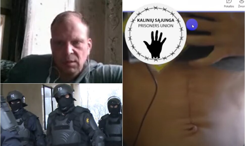 KS atstovas Tautvaldas Snuki&scaron;kis kalbino nuteistąjį, kuris rodė esą po prevencinio būrio apsilankymo operuotą pilvą.