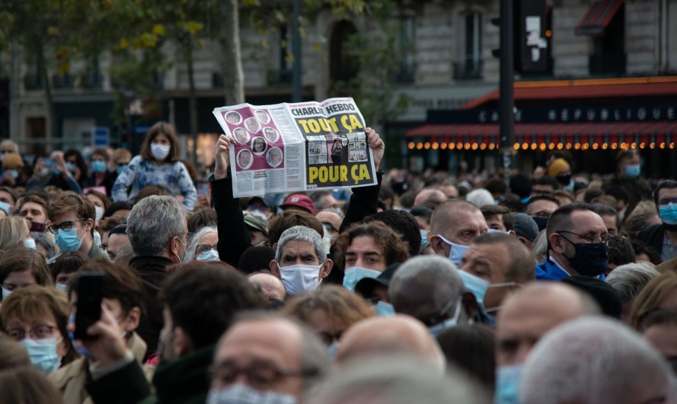 Prancūzijos mokytojų protestas po S.Paty nužudymo