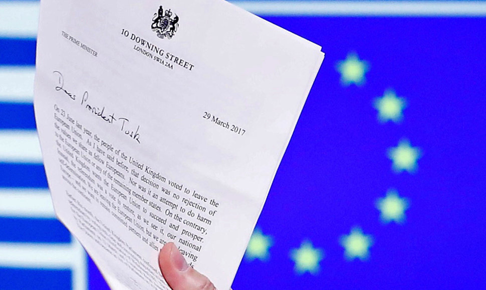 Britų laiškas D.Tuskui, kuriuo buvo aktyvuotas JK išstojimo iš ES procesas