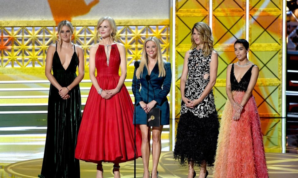 „Nekalto melo“ aktorės Shailene Woodley, Nicole Kidman, Reese Witherspoon, Laura Dern ir Zoe Kravitz