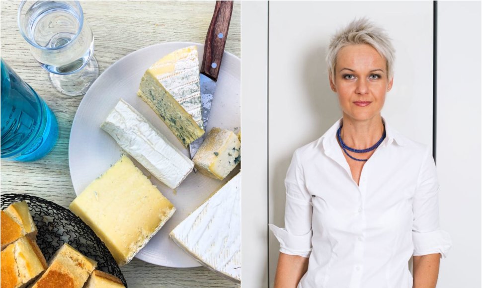 Nida Degutienė ir sūrių lėkštė jai pietaujant Prancūzijoje