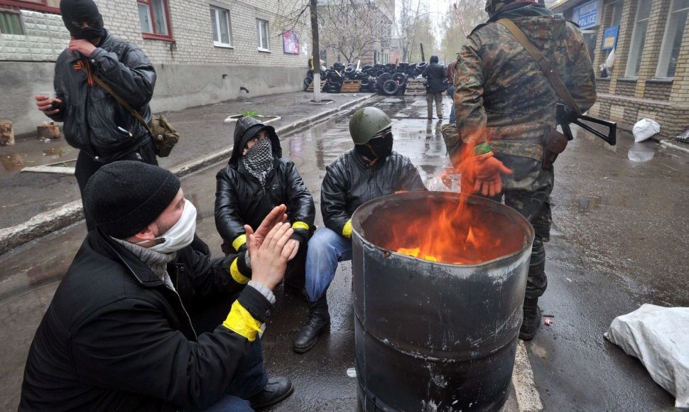 Prorusiški separatistai Slovjansko mieste