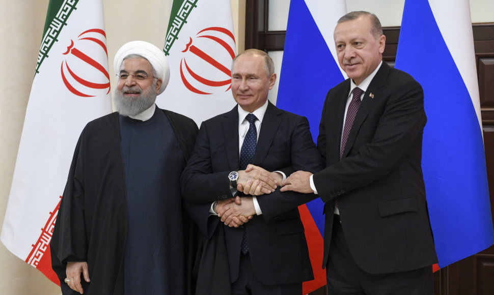 Hassanas Rouhani, Vladimiras Putinas ir Recepas Tayyipas Erdoganas