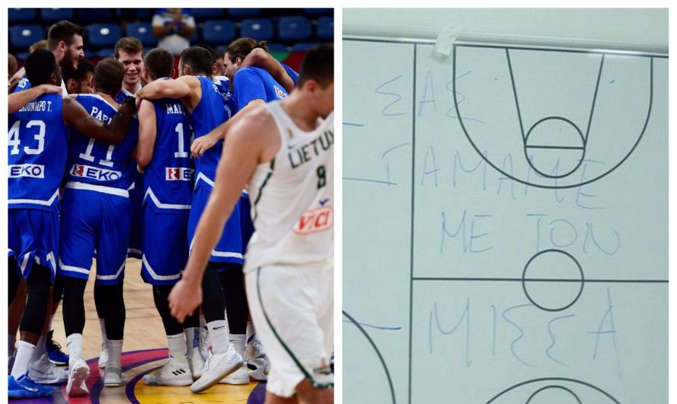Graikijos krepšininkai ant derinių lentos užrašė žinutę Lietuvos krepšinio specialistams.