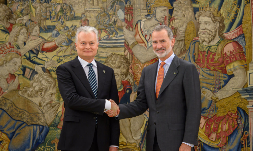Gitanas Nausėda ir Ispanijos karalius Felipe VI Madride