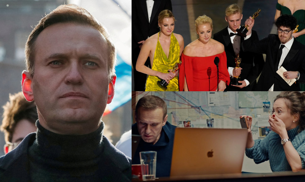 Aleksejus Navalnas, akimirka iš filmo „Navalnas“ triumfo „Oskaruose“ ir filmo kadras