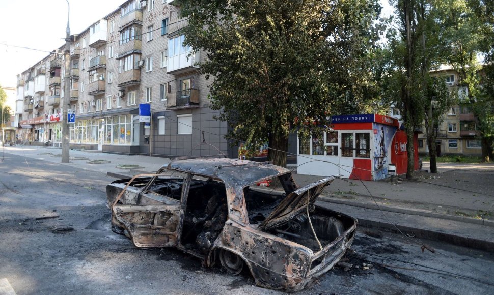 Donecke sudegęs automobilis