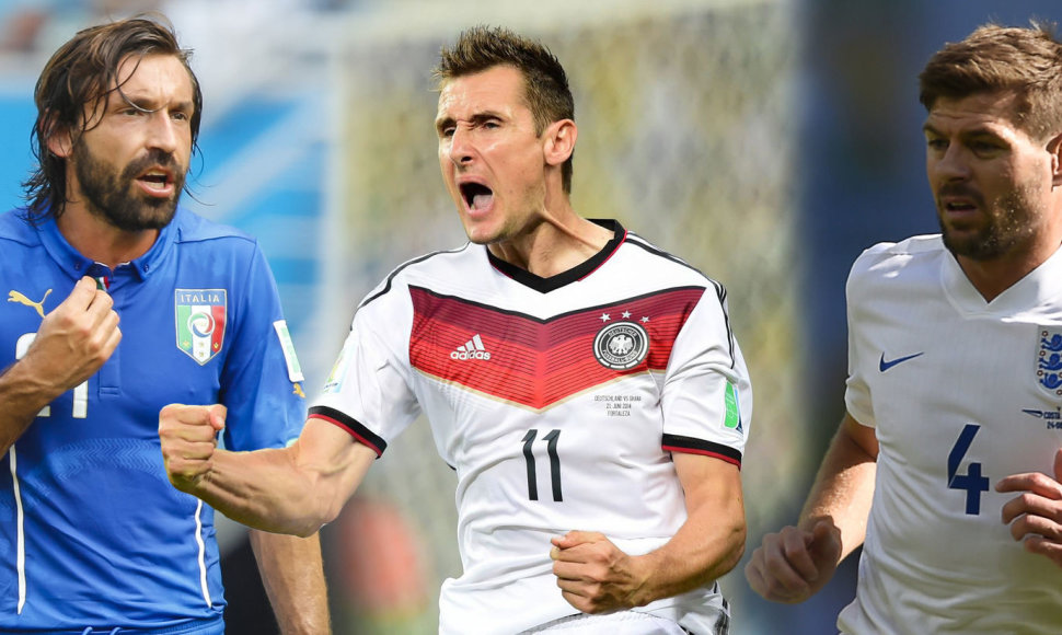 Andrea Pirlo, Miroslavas Klose ir Stevenas Gerrardas