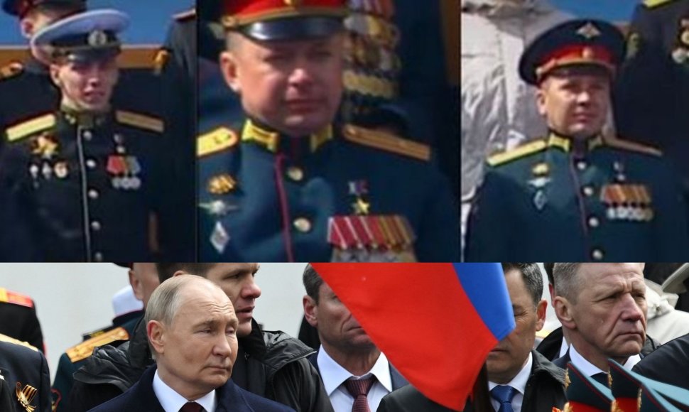 Su Vladimiru Putinu ant pakylos sėdėjo vyresnysis leitenantas Vladislavas Golovinas (nuotraukoje viršuje kairėje), majoras Arturas Orlovas (centre) ir majoras Railis Gabdrachmanovas (dešinėje)