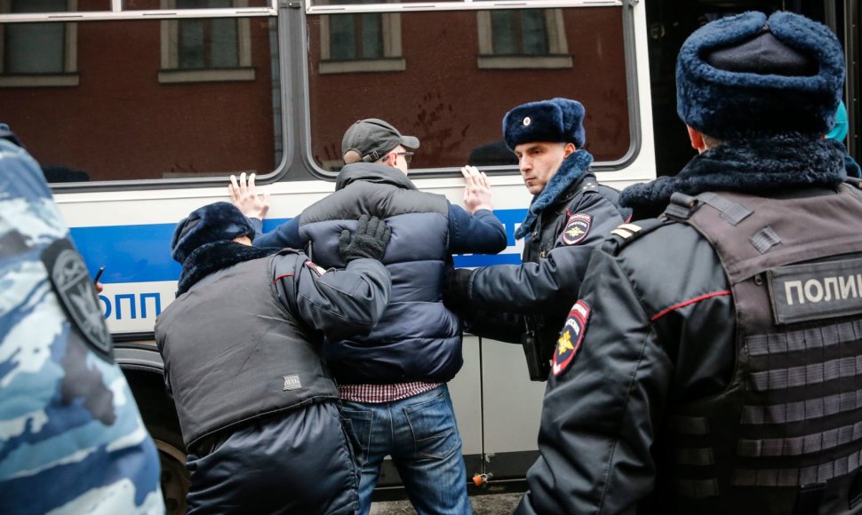 Maskvoje per protestą prieš V.Putiną sulaikyta apie 200 žmonių