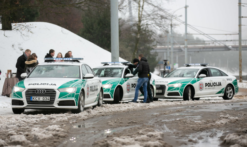 Šventinio kelių policijos reidas Vilniuje akimirka