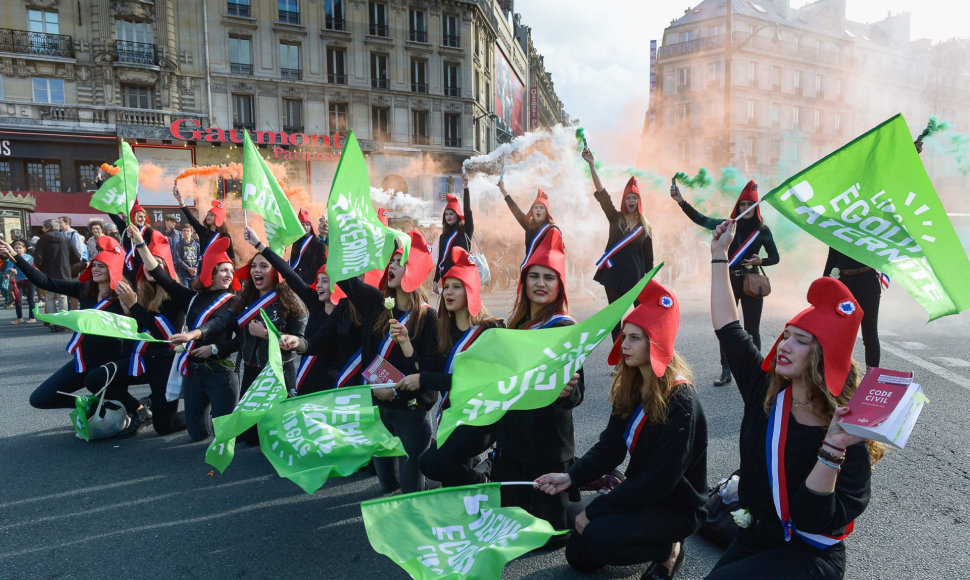 Paryžiuje protestuota prieš pagalbinio apvaisinimo galimybę vienišoms moterims, lesbietėms