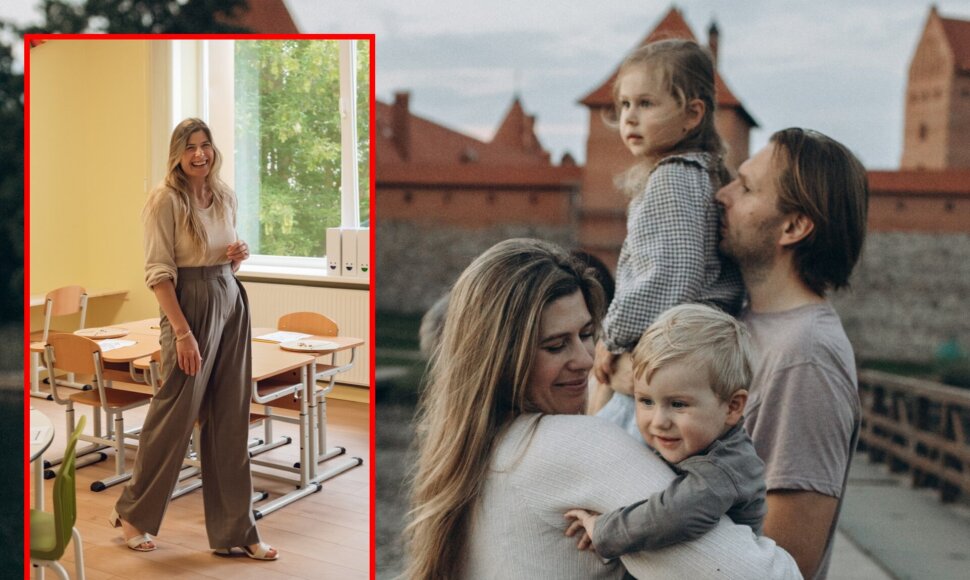 Pradinių klasių mokytoja Bianca su &scaron;eima