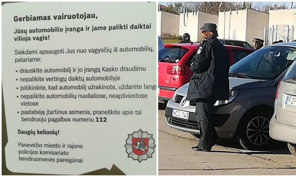 Policijos pareigūnų dalijami įspėjimai