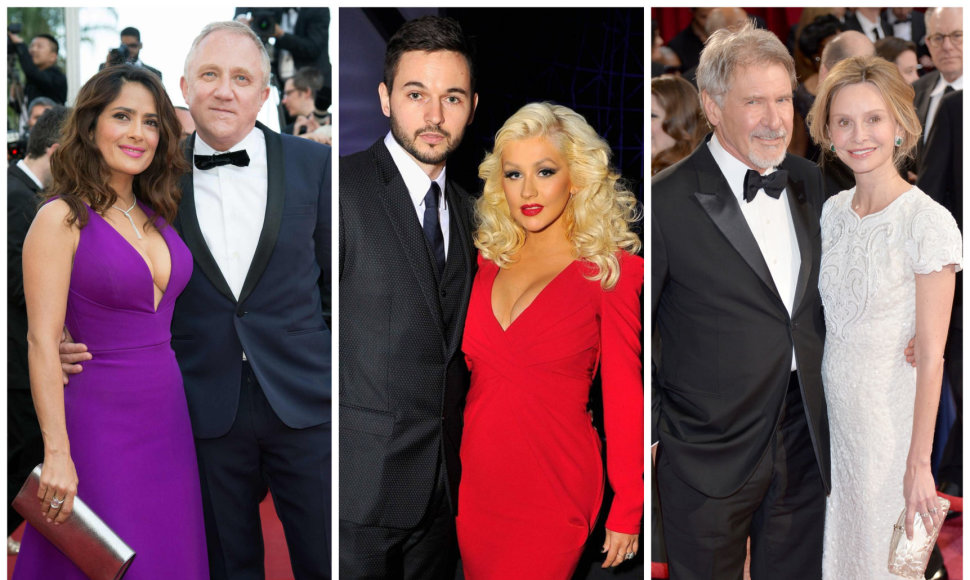 Salma Hayek ir Francois-Henri Pinault, Christina Aguilera ir Matthew Rutleris bei Harrisonas Fordas ir Calista Flockhart