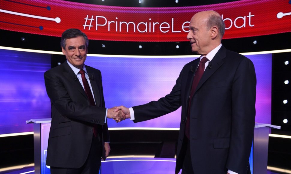 Francois Fillono ir Alaino Juppe debatai