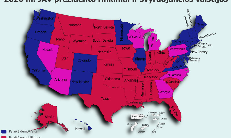 2020 m. JAV prezidento rinkimai ir svyruojančios valstijos