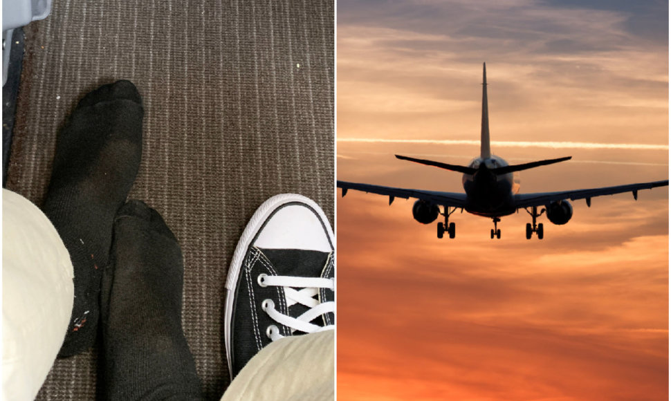 Skrydžių palydovas atskleidė, kodėl lėktuve neturėtumėte mūvėti juodų kojinių