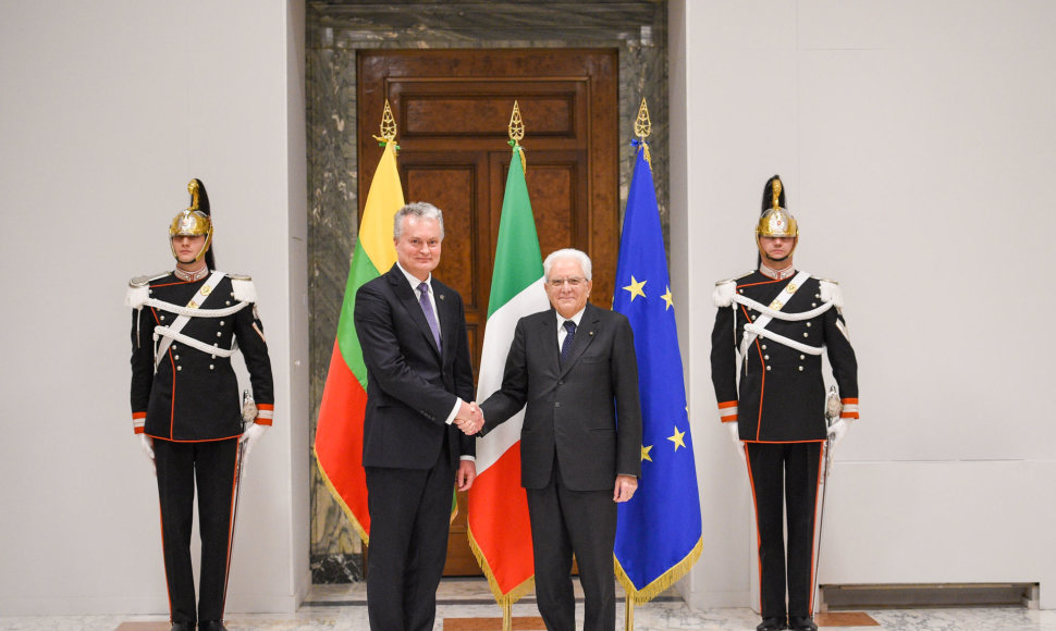 Gitanas Nausėda su Italijos vadovu Sergio Mattarella