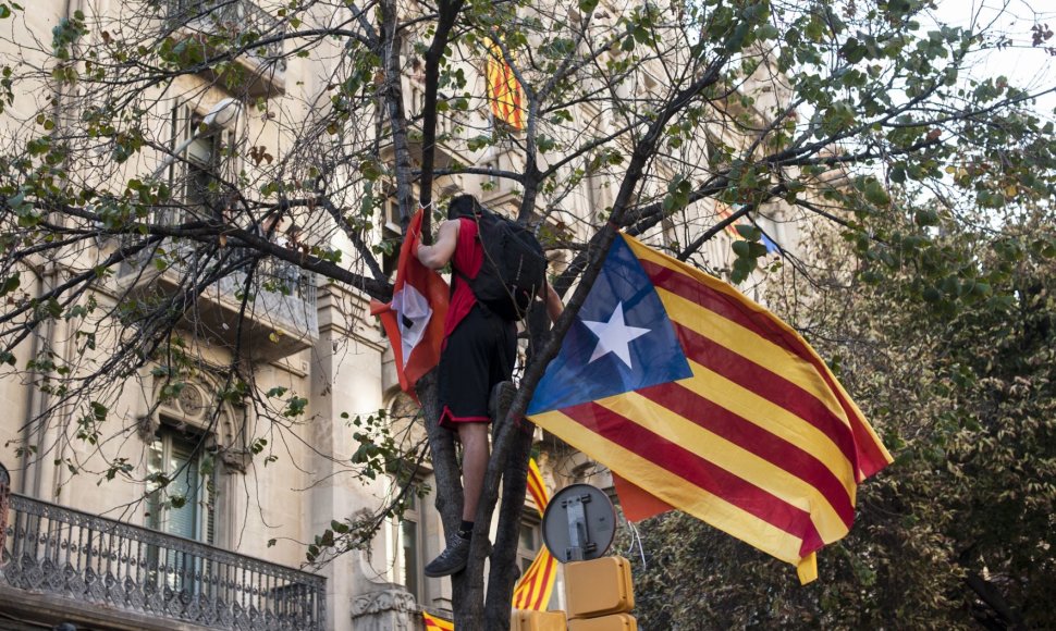 Protestuotojas Katalonijoje